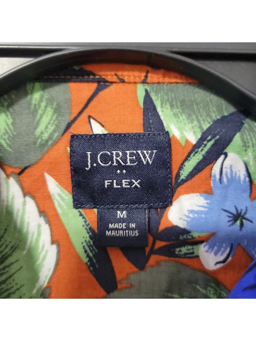 J.Crew Flex Hawaiian Button Up Shirt Mens M Green Floral Short Sleeve Tropical